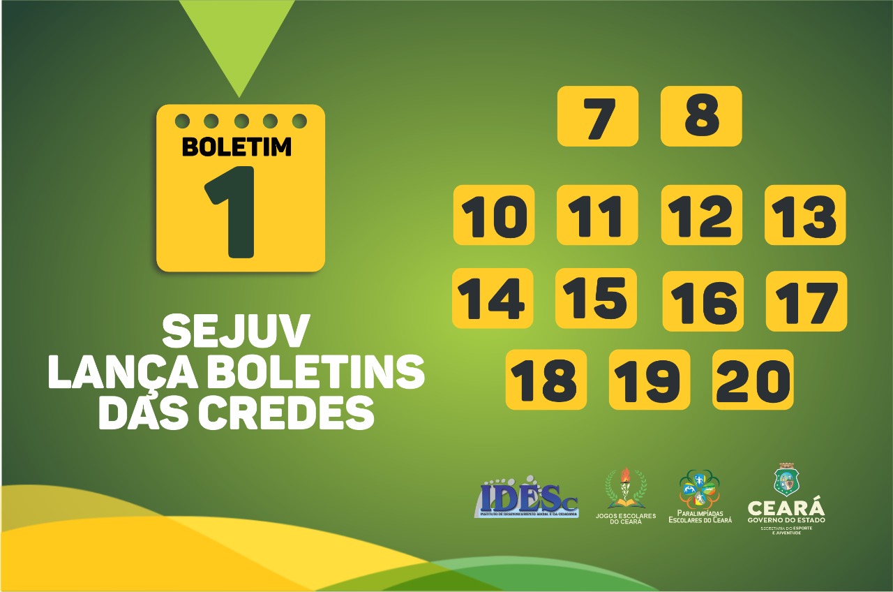 Sejuv divulga o Boletim Nº 1 da fase Regional CREDEs 7, 8, 10 a 20 das modalidades coletivas dos Jogos Escolares 2022