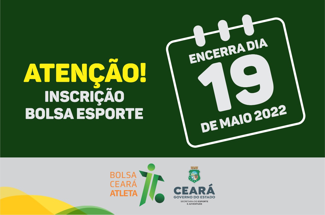Inscrições para as 6.000 mil bolsas do Programa Ceará Atleta – Projeto Bolsa-Esporte encerram dia 19 de maio