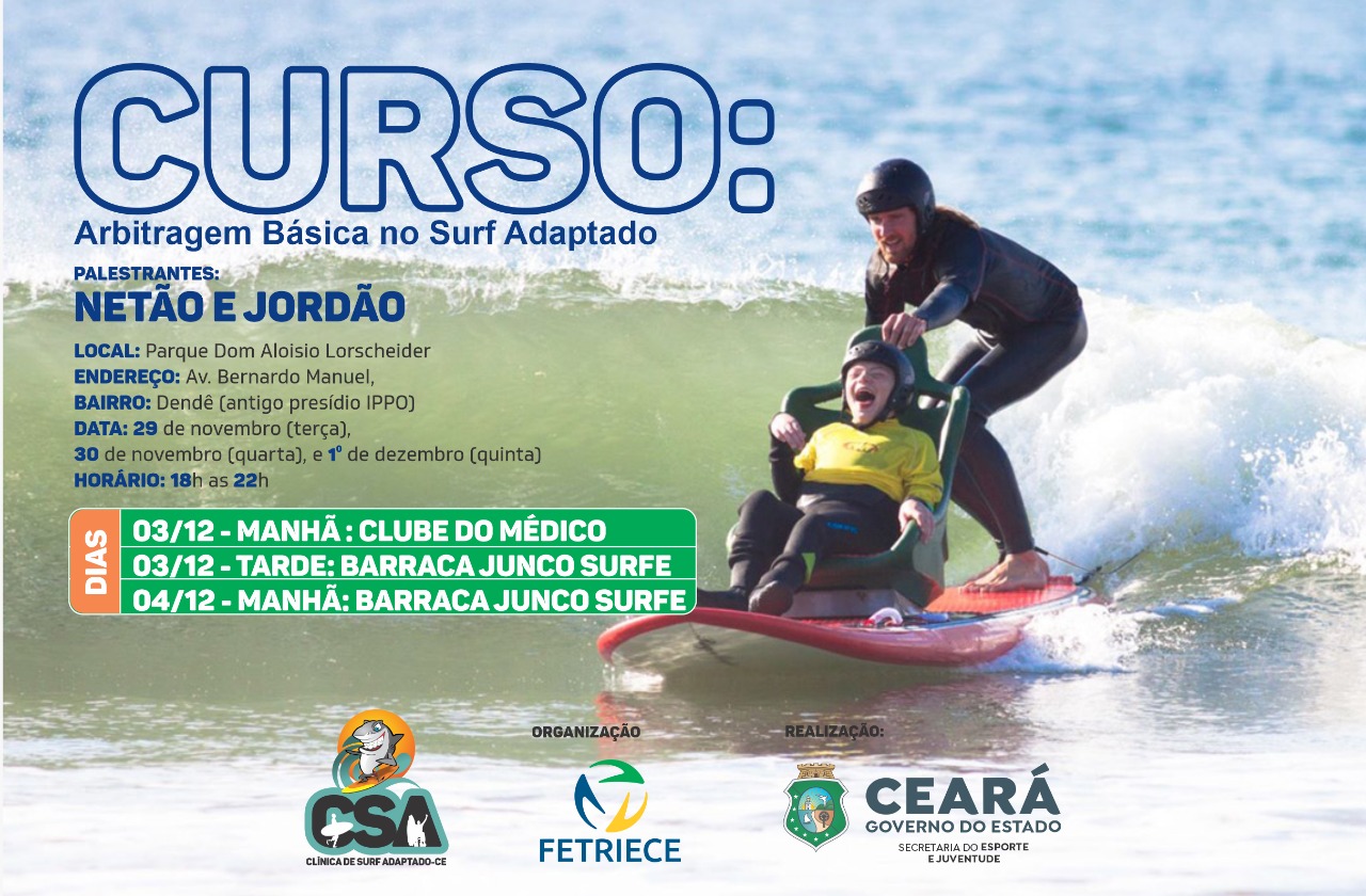Sejuv realiza curso de Arbitragem Básico no Surf Adaptado e prática na Praia do Futuro